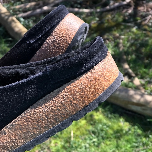 Birkenstock Black Leather Buckley Shearling Clog Size 7/7.5 - Picture 10 of 12